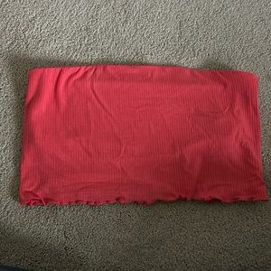 Coral strapless crop top